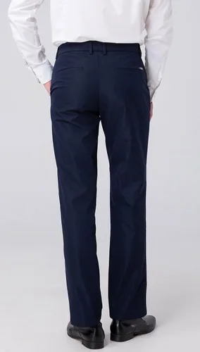 Vista 2 de Plaid&Plain Pantalones de vestir para hombre, corte recto, elásticos, color caqui, sin arrugas