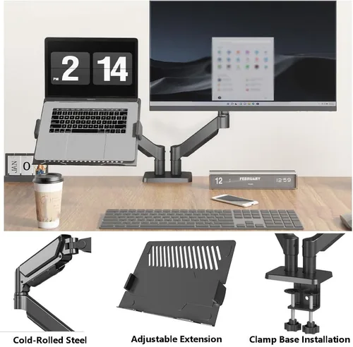 Vista 8 de Dual Monitor Stand, Dual Monitor Arm for 17-32 Inch, Ergonomic Desk Monitor Mount Holds up to 22 lbs,Height Adjustable Swivel Tilt Rotation Space