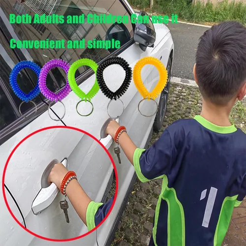Vista 6 de Colorido llavero de bobina de muñeca pulsera en espiral llavero pulsera titular de la llave para piscina gimnasio identificación insignia