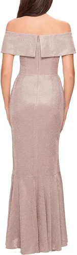 Vista 3 de Betsy & Adam womens Off-the-shoulder Glitter Gown