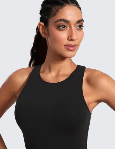 Vista 4 de CRZ YOGA Butterluxe - Camiseta sin mangas de entrenamiento para mujer, con espalda cruzada, acolchada, cuello alto, para yoga, atlética con brasier