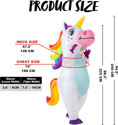 Vista 3 de Spooktacular Creations Disfraz inflable para adulto, cuerpo completo montando un unicornio para fiesta inflable de Halloween