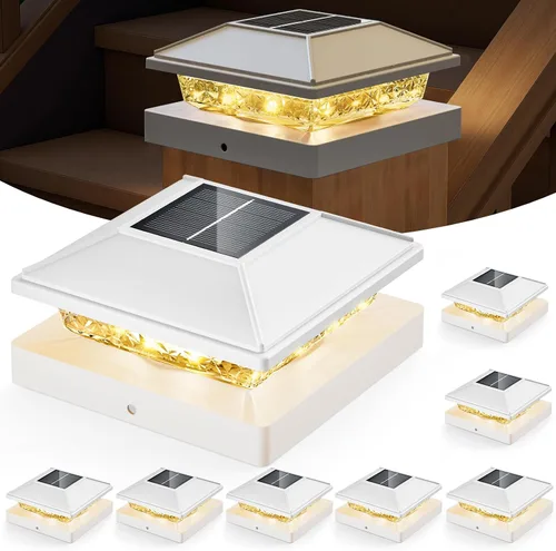Vista 8 de JOFIOS Paquete de 12 luces solares con tapa de poste, impermeable IP65 Negro