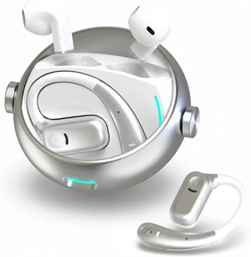 Vista 9 de Auriculares de oreja abierta 2 en 1 y auriculares intraurales, Bluetooth inalámbrico 5.4 con reproducción de 60 horas, retardo 0, control táctil
