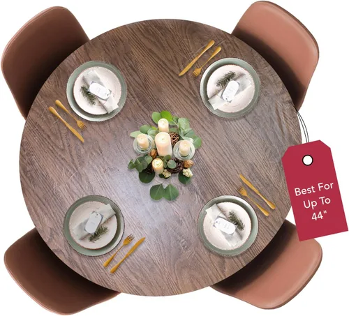 Vista 13 de LAMINET Mantel elástico ajustable para mesa, medallón grande, redondo, se adapta a mesas de hasta 45 a 56 pulgadas de diámetro Medallion
