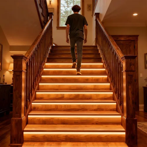 Vista 3 de ES32 Luces de paso con sensor de movimiento para interiores, tira de LED COB lineal blanca cálida de 3000 K para escaleras cortables de 4 pies, 20