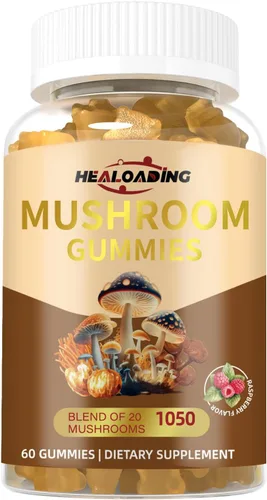 Vista 7 de Gomitas de hongos con melena de león y cordyceps - Apoyo inmunológico, salud cerebral y mejora de la memoria - Complejo de hongos veganos