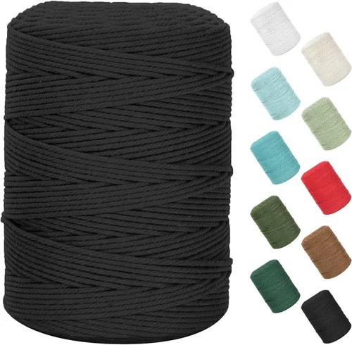 Vista 58 de Cuerda de macramé de 0.079 in x 220 yardas (656 pies), cuerda de algodón natural para colgar en la pared, ganchos de plantas, manualidades Verde
