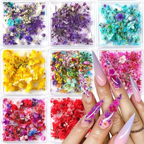 Vista 10 de 4 cajas de flores secas 3D para uñas, mini flores secas calcomanías de uñas S-055-01-04 Conjunto