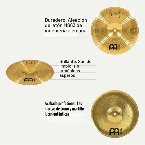 Vista 5 de Meinl Platillo China de 12" - Latón con acabado tradicional HCS para batería, fabricado en Alemania (HCS12CH)