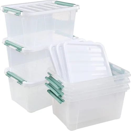 Vista 8 de Yuright Caja de almacenamiento de plástico con tapa de 35 cuartos de galón, 6 paquetes