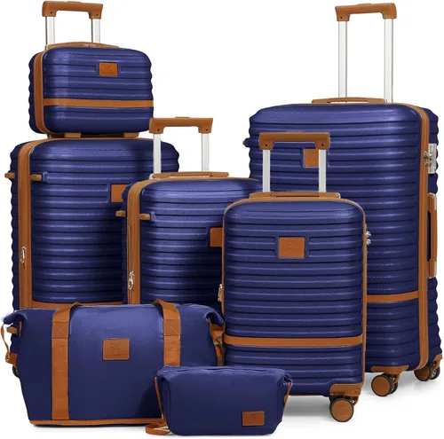 Vista 24 de Juego de maletas Joyway de 3 piezas, juego de maletas extensibles de cabina con rueda giratoria, juego de maletas de carcasa dura con candado TSA