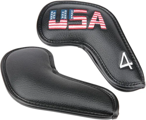 Vista 5 de Cubiertas de cabeza de cuña de hierro para club de golf de Estados Unidos de cuero negro para todas