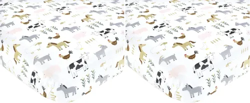 Vista 27 de Hudson Baby Sábana bajera ajustable unisex de algodón para cuna, avión, talla única