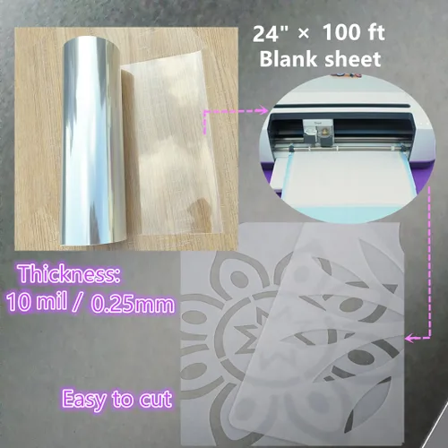 Vista 3 de Rollos transparentes de 24 pulgadas x 100 pies de transparencia de 10 mil de material de hojas de plantilla en blanco, hoja de acetato, plástico