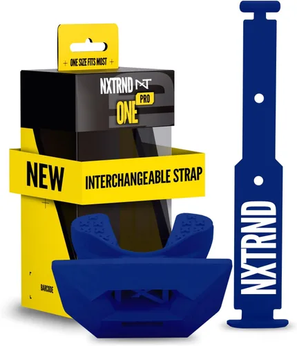 Vista 16 de Protector bucal de fútbol americano Nxtrnd One Pro, correa intercambiable, se adapta a adultos y jóvenes (negro)