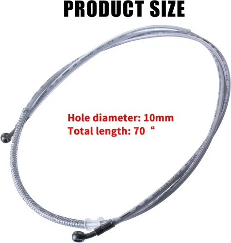Vista 2 de Tubería de manguera de freno hidráulica trenzada de 70 pulgadas, compatible con GY6 chino, ATV, motocross, Go Kart, 0.394 in, extremos banjo de 70.1