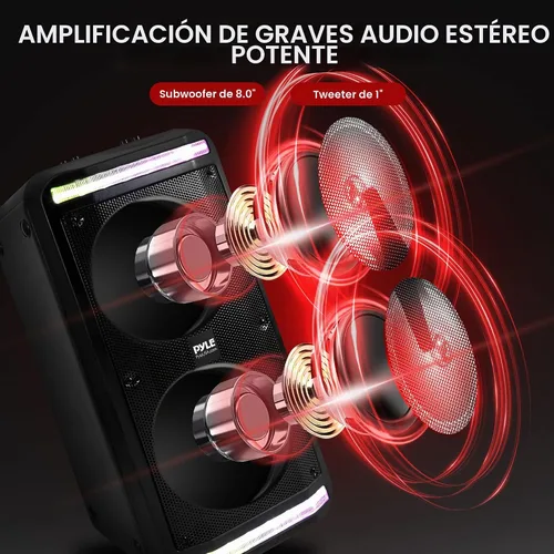 Vista 2 de [Usado] Pyle Pyle PPHP288B - Sistema de altavoces PA Bluetooth portátil Bluetooth recargable de 600 W para interiores y exteriores, sistema PA
