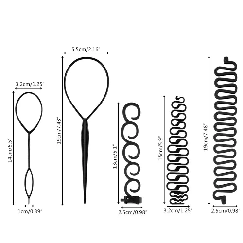 Vista 2 de Juego de 20 herramientas de cola de caballo y trenzado para accesorios de peinado de cabello para mujer
