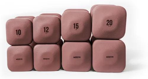 Vista 10 de WeGym SafeGrip Square Dumbbells with Anti Slip Handles, Aesthetic Free Weights for Home Workouts, Stable Design Prevents Rolling during Floor