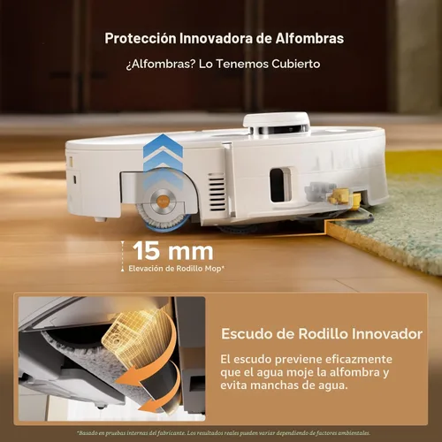 Vista 6 de roborock Qrevo - Robot aspirador y trapeador Curv 2, trapeador con rodillo autolimpiante en tiempo real SpiraFlow, 20,000 Pa, sistema dual sin