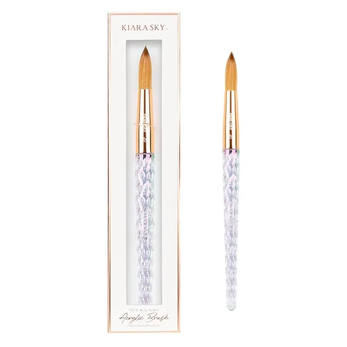 Vista 8 de Kiara Sky Pincel Acrílico #8 - Negro 100% Puro Kolinsky Mango de Corte de Cristal y Resistente al Acetona