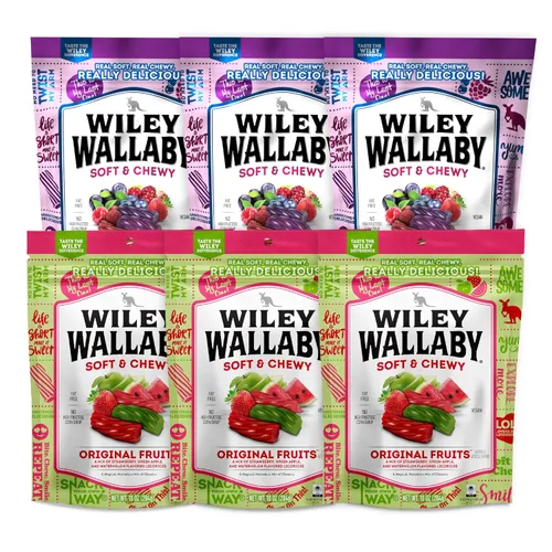 Vista 12 de Wiley Wallaby Regaliz 10 onzas Clásico Gourmet Suave y Masticable Regaliz Australiano en Forma de Twists, Paquete de 6
