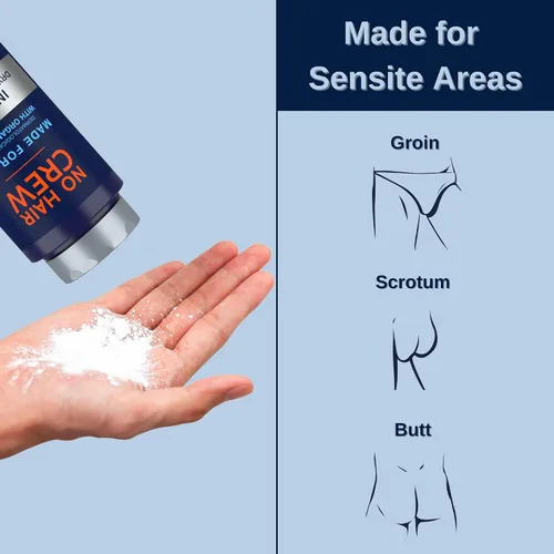 Vista 7 de No Hair Crew Paquete Íntimo Incluye Crema Depilatoria para Hombres y Polvo Corporal Seco y Fresco para el Control del Sudor y el Olor