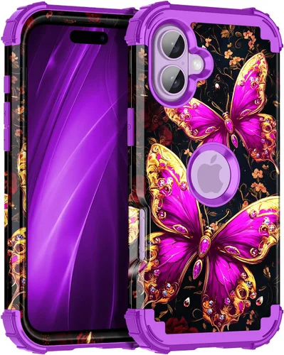 Vista 86 de Miqala Funda para iPhone 12, iPhone 12 Pro, que brilla en la oscuridad, tres capas, resistente a los golpes, protección de plástico duro + funda