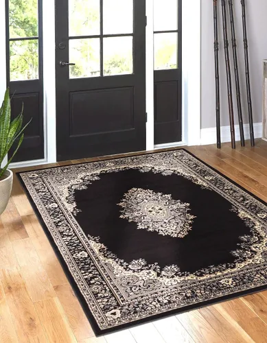 Vista 60 de Unique Loom - Alfombra de área estilo persa tradicional de la colección Reza, de 2 pies 2 pulgadas x 3 pies, colores negro y beige