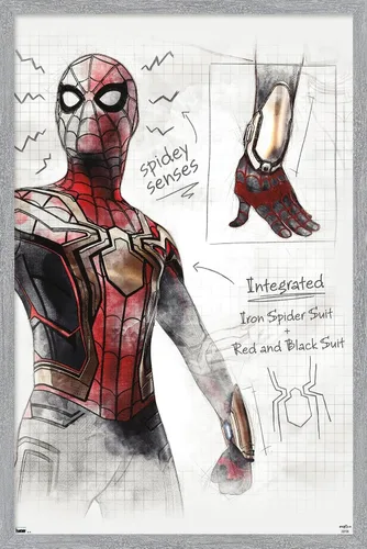 Vista 13 de Trends International Marvel Spider-Man: No Way Home - Póster de pared de bocetos, 22.4 pulgadas de largo x 14.7 pulgadas, versión enmarcada