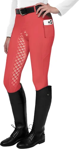 Vista 10 de FitsT4 Sports Mallas de Equitación de Asiento Completo para Mujer con Agarre de Silicona Activa Pantalones Ecuestres Albaricoque