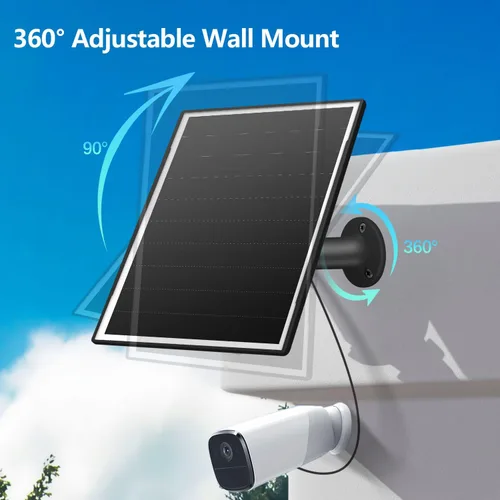 Vista 4 de Panel solar de 8 W para cámara de seguridad al aire libre, micro USB de 5 V y cargador de panel solar USB - C, se adapta a Eufy/Wyze/Reolink DC 5V
