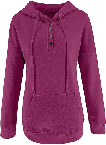 Vista 4 de Sudadera con capucha casual para mujer, con cordón, cómoda, con bolsillo
