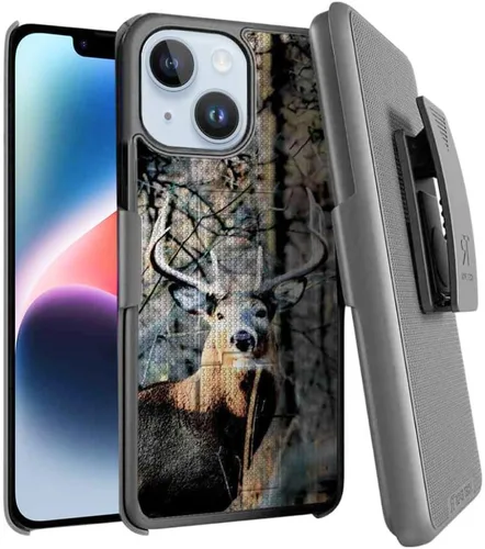 Vista 14 de Diseñada para iPhone 14 Plus - Funda con clip para cinturón y funda tipo pistolera - Funda protectora con soporte para teléfono - Negro (Puntos)
