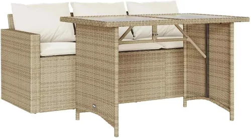Vista 15 de 3-Seater Outdoor PE Rattan Sofa for Garden Patio, Brown