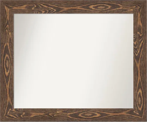 Vista 11 de Amanti Art Espejo de baño marrón para sobre fregadero, 26 x 26 pulgadas, espejo de tocador cuadrado marrón rústico Alexandria, marco de madera