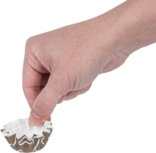 Vista 9 de Restaurantware Panificio - Tazas para hornear de 0.4 onzas, 200 forros acampanados para magdalenas, cajas de papel marrón y blanco congelables