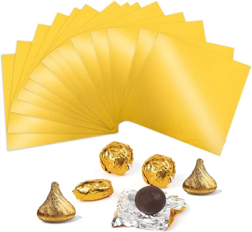 Vista 19 de Envolturas de caramelo de papel de aluminio – Papel de regalo de chocolate, 300 piezas, envoltorio de barra de chocolate casera, embalaje