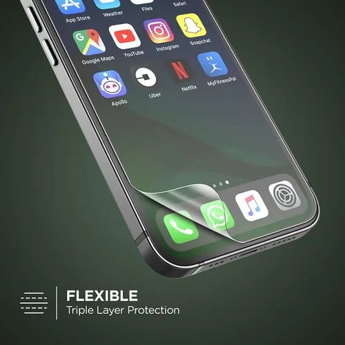 Vista 6 de Encased DEFCON-2 - Protector de pantalla diseñado para iPhone 13 (flexible), alternativa de vidrio con tecnología S-Flex inastillable (2021)