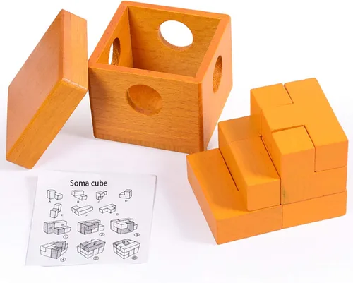Vista 3 de Rompecabezas de madera en 3D, rompecabezas de madera para el cerebro, rompecabezas de escritorio de regalo, rompecabezas geométrico, intelectual