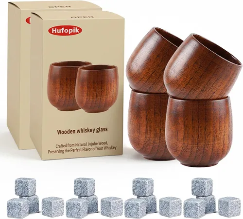 Vista 14 de 1 Pieza Vasos de Whisky de Madera, Regalos de Vasos de Bourbon para Hombres, Vasos de Degustación de Whisky Bourbon Old Fashioned – Regalos