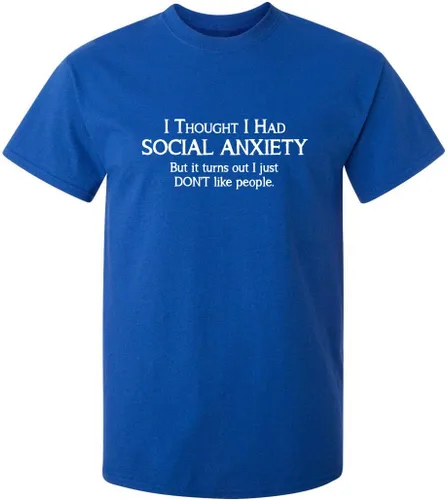 Vista 21 de Camiseta divertida con texto sarcástico en inglés: "Social Anxiety Like People Graphic Novelty" Negro