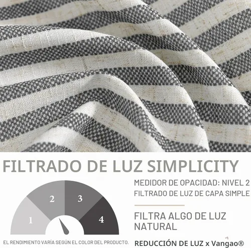 Vista 4 de Vangao Cenefa de lino a rayas, color negro, 50 pulgadas de ancho x 16 Boxter Stripe Negro sobre Beige