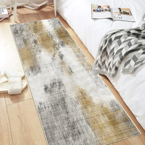 Vista 6 de Pauwer Alfombra abstracta moderna para pasillos, alfombra antideslizante de 2 x 6 pies con respaldo de goma, alfombra vintage envejecida