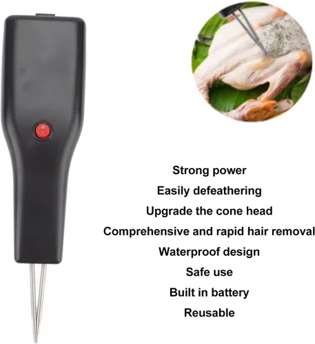 Vista 6 de Desplumador eléctrico portátil de pollo, máquina de desplume de aves de corral de mano con potente motor, desplumador de pollo impermeable, pequeña