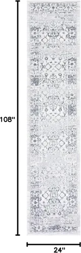 Vista 3 de SAFAVIEH Colección Toscana - Alfombra de pasillo, 2 x 9 pies, color marfil y gris, diseño oriental, no desprende pelusa y de fácil cuidado, ideal