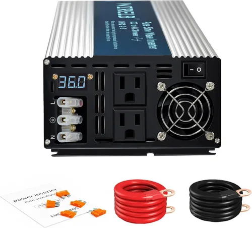 Vista 10 de WZRELB RBP100024VCRT 1000W 24V 120V Inversor de energía solar de onda sinusoidal pura con interruptor de control remoto