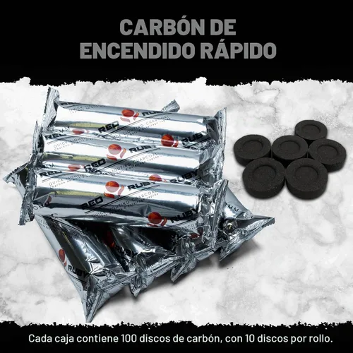 Vista 2 de Tabletas de carbón multiusos - Tabletas de carbón de luz rápida - Discos de carbón - Rollos de carbón de 1.575 in - 100 briquetas de carbón