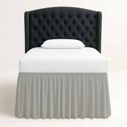 Vista 11 de Cottingon Falda de cama con volantes y esquinas divididas, volantes en polvo, caída de 12 pulgadas, 100 % microfibra, aspecto suave, brillante